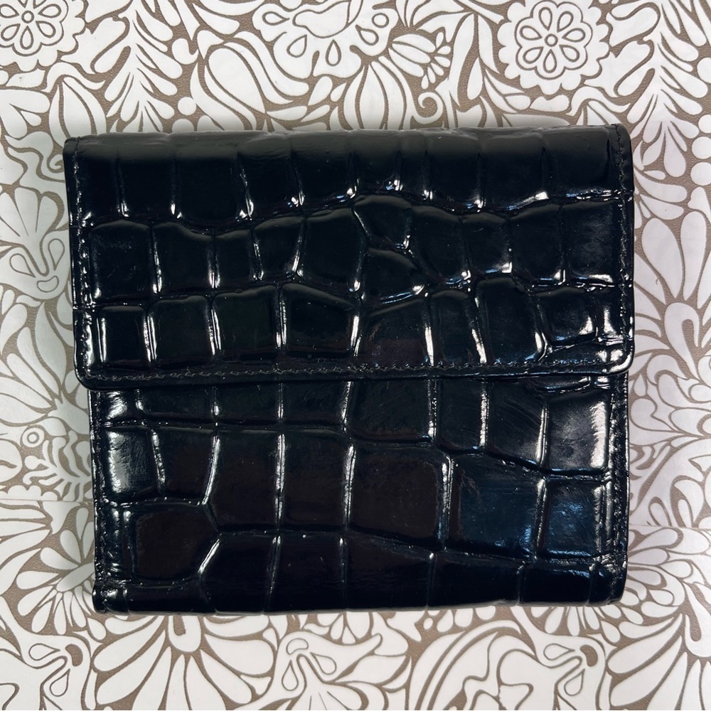 Lodis Small Croc Embossed Leather Wallet Compact Organizer Card Holder